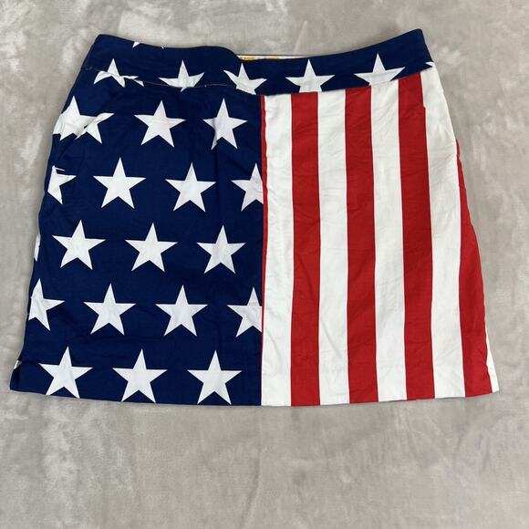 Loudmouth Skort Womens 10 Stars Stripes Flag Print Golf Americana Patriotic - Picture 1 of 9
